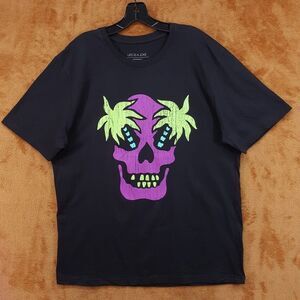 ELEVEN PARIS Shirt Mens XL Black Pullover Graphic Palm Trees Skull T-Shirt Joke